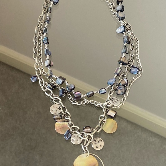 Silver Multi Stone Boho 3 Strand Necklace & Matching Earrings - Picture 10 of 10